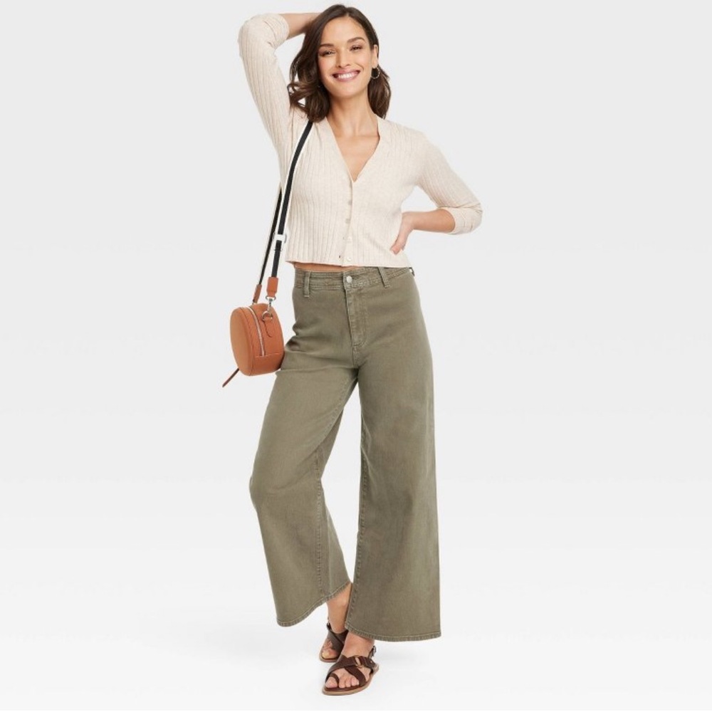 High-Rise Sailor Wide Leg Green Jeans